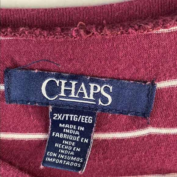 Chaps Burgundy Striped Blouse - Picture 6 of 12